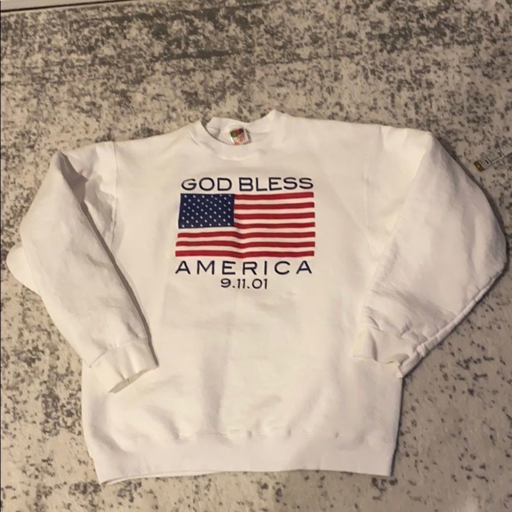Vintage Fruit Of The Loom Sept. 11th crewneck sweatshirt God Bless America